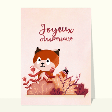 Carte anniversaire Panda roux