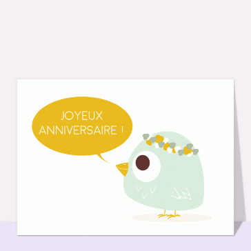 Carte anniversaire enfant : Petit oiseau joyeux anniversaire