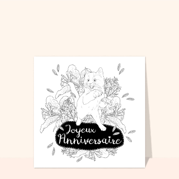 Coloriage Joyeux anniversaire chat