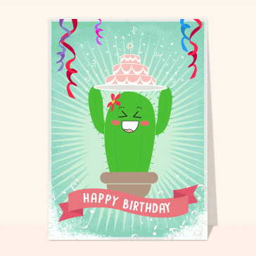 Carte anniversaire enfant : Happy birthday cactus fun