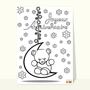 Coloriage anniversaire nounours