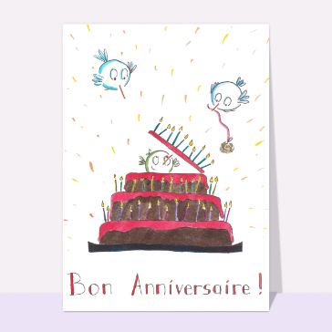 Les oisillons et le gâteau d`anniversaire