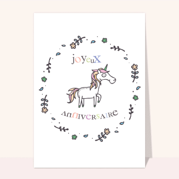 Carte Joyeux anniversaire licorne