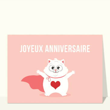 Joyeux anniversaire super cat fond rose