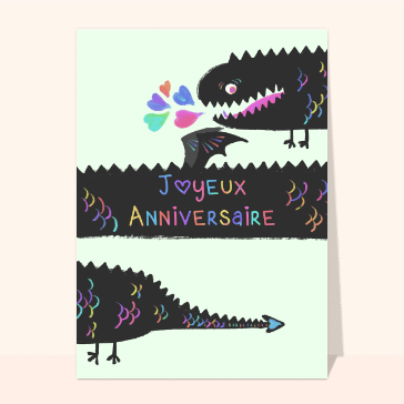 Carte anniversaire enfant : Joyeux anniversaire gentil dragon