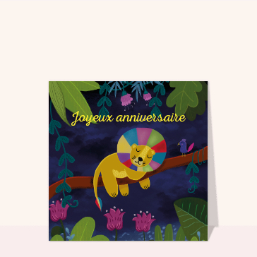 Joyeux anniversaire lion coloré