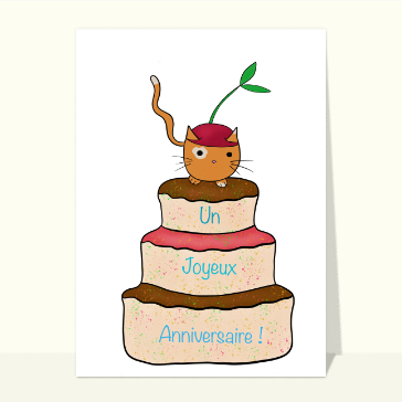 Souhaiter un anniversaire : Un joyeux anniversaire petit chat sur un gâteau