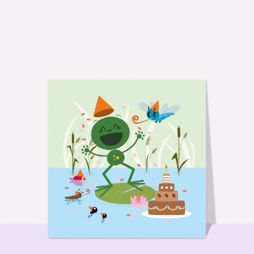 Carte Joyeux anniversaire petite grenouille