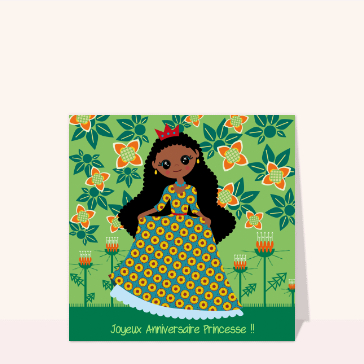 Carte Joyeux anniversaire petite princesse africaine