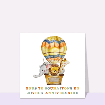 Carte Joyeux anniversaire dans une montgolfière