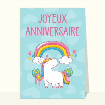 Joyeux anniversaire licorne et arc-en-ciel