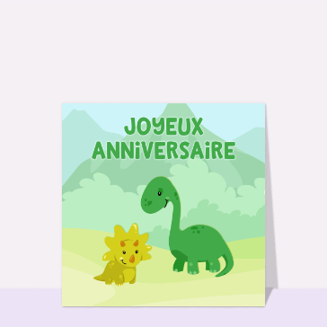 Carte Joyeux anniversaire petits dinosaures