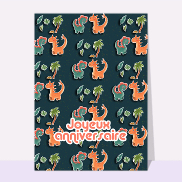 Carte Joyeux anniversaire petits dinosaures