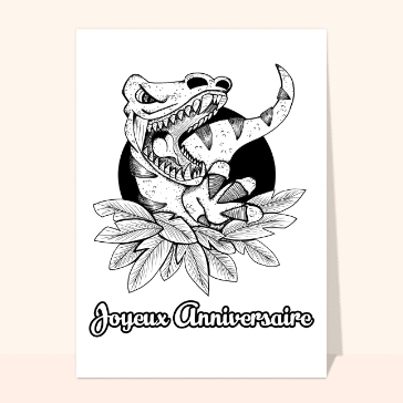 Carte Joyeux anniversaire Dinosaure à colorier