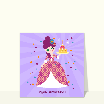 Carte Joyeux anniversaire jolie princesse