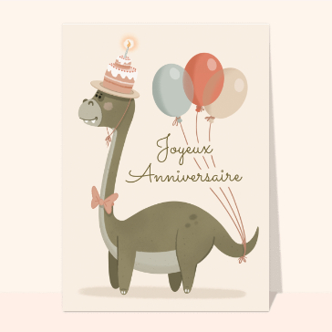 Carte Dinosaure joyeux anniversaire