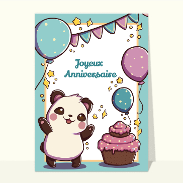 Carte anniversaire enfant : Joyeux anniversaire petit panda