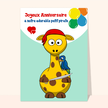 Carte Joyeux anniversaire petit pirate