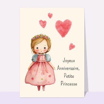 Carte Joyeux anniversaire petite princesse