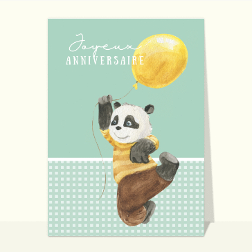 Carte Joyeux anniversaire panda et ballon