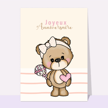 Joyeux anniversaire petit nounours rose