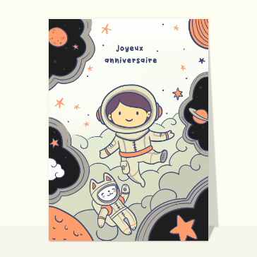 Joyeux anniversaire astronaute et son chat