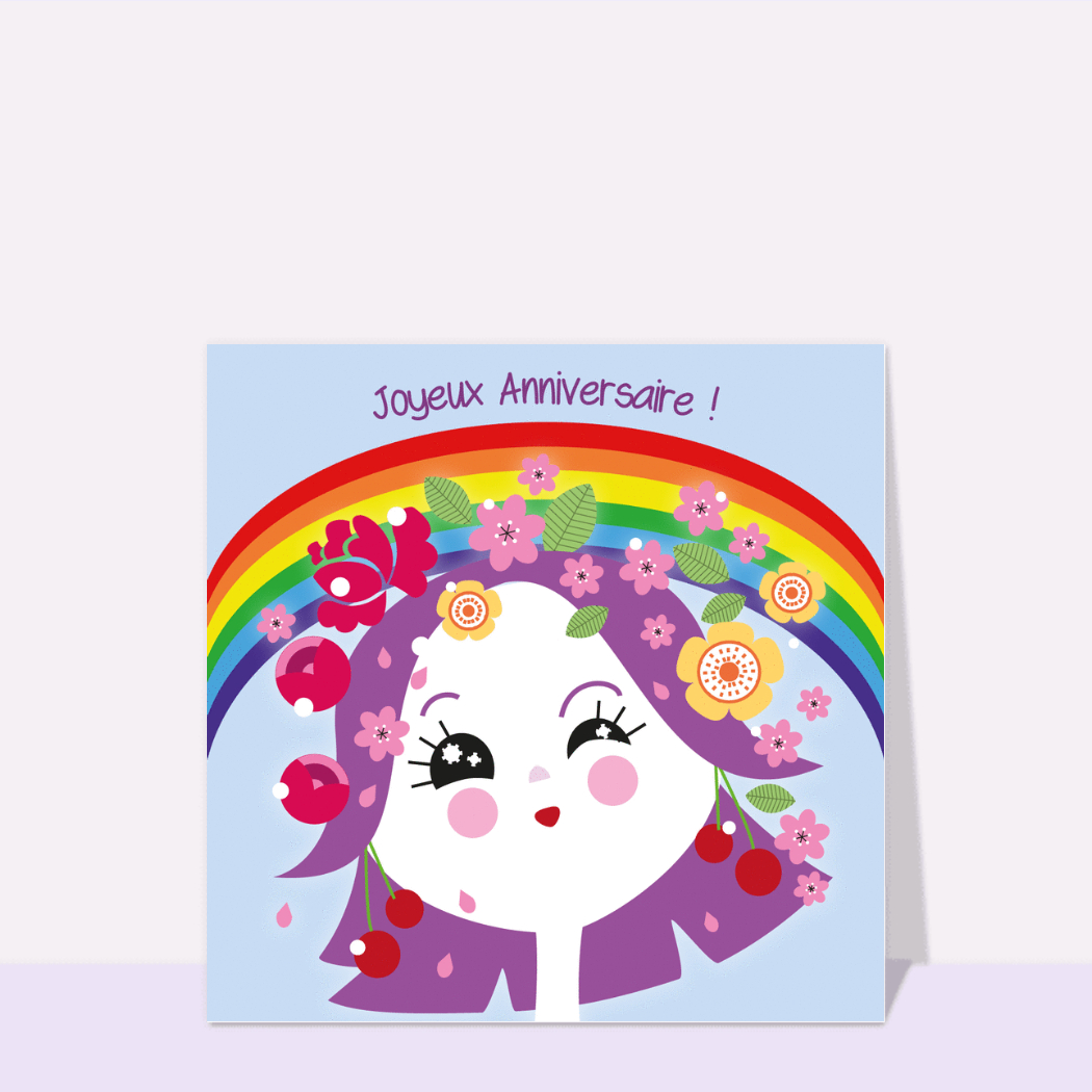 Biglietto D'Auguri Per 10 Anni Bambina – Design Arcobaleno Floreale Con Adesivi – Per Compleanno Nipote, Figlia, Sorella