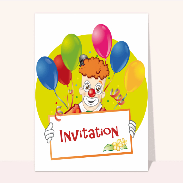 Invitation anniversaire enfant : Clown rigolo invitation anniversaire