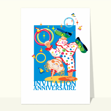 Invitation anniversaire enfant : Invitation anniversaire avec un clown