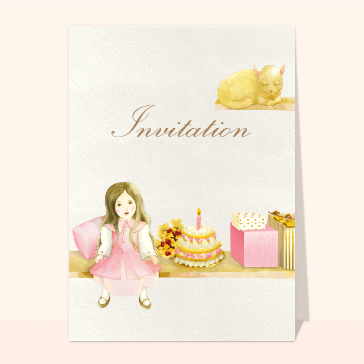 Invitation anniversaire poupée rose