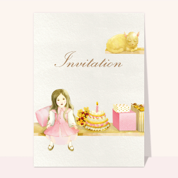 Invitation anniversaire poupée rose