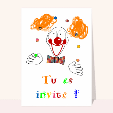Invitation anniversaire enfant : Clown invitation anniversaire