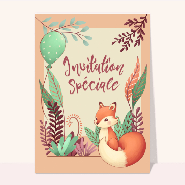 Invitation spéciale avec un petit renard Invitations anniversaire enfants
