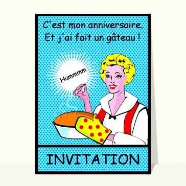 Invitation anniversaire humour : Invitation style comics