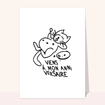 Viens à mon anniversaire chat gourmand