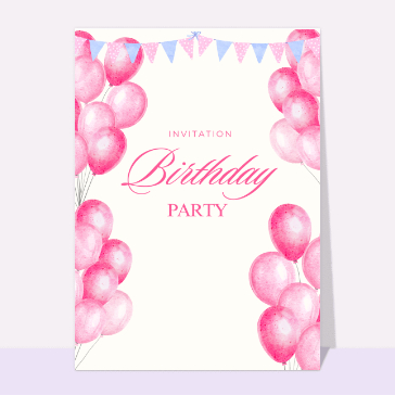 12 Cartes D'invitation Anniversaire Fille - Thème Ballons Colorés Avec Enveloppes Assorties Et Autocollants - Prêt à Personnaliser