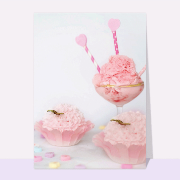 invitation anniversaire : Dessert d'anniversaire rose