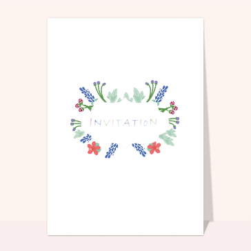 Invitation anniversaire entourée de fleurs