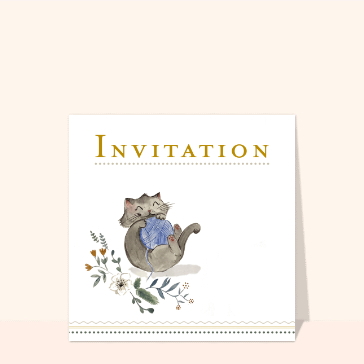 Invitation petit chat et sa pelote