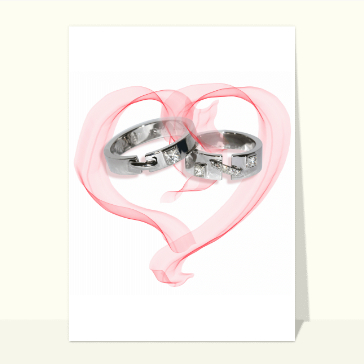 carte de fiançailles : Coeur et bagues de fiancailles
