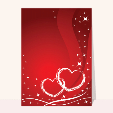 carte de fiançailles : Coeurs sur fond rouge