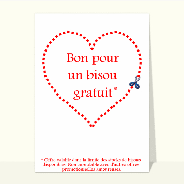 Carte St Valentin originale : Bon pour un bisou gratuit