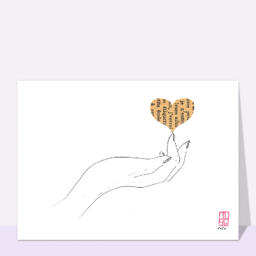 Carte St Valentin originale : Un coeur à bout de doigt