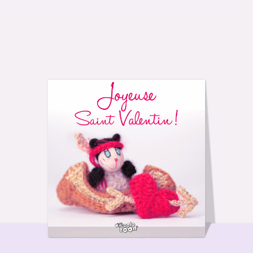 Carte St Valentin originale : Petit indien vogue vers l`amour