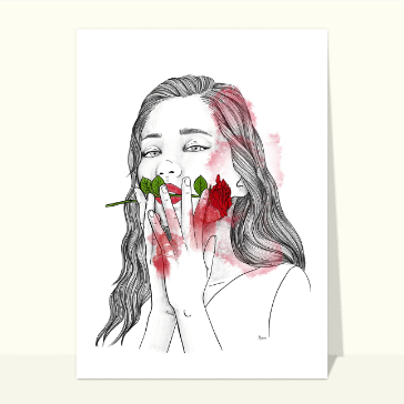 Carte Amour passionnel avec une rose