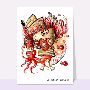 Carte Amour ambiance océanique