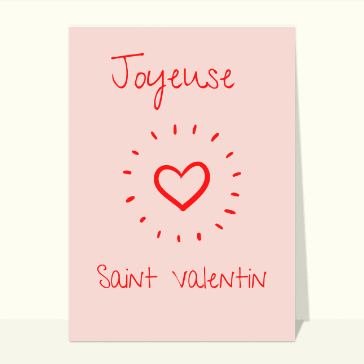 Carte St Valentin originale : Joyeux Saint Valentin simple coeur