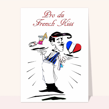 Carte Saint Valentin humour : Saint valentin avec le pro du french kiss