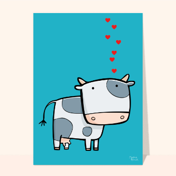 Carte Saint Valentin humour : Jolie comme une vache amoureuse