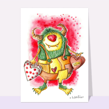 Carte Saint Valentin humour : Petit monstre amoureux